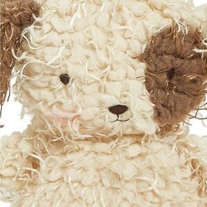 Shabby Cream and Brown Plush Puppy Shaggy Fetch